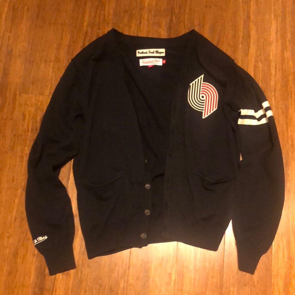 Mitchell & Ness Black Portland Trailblazer Cardigan Sz M
